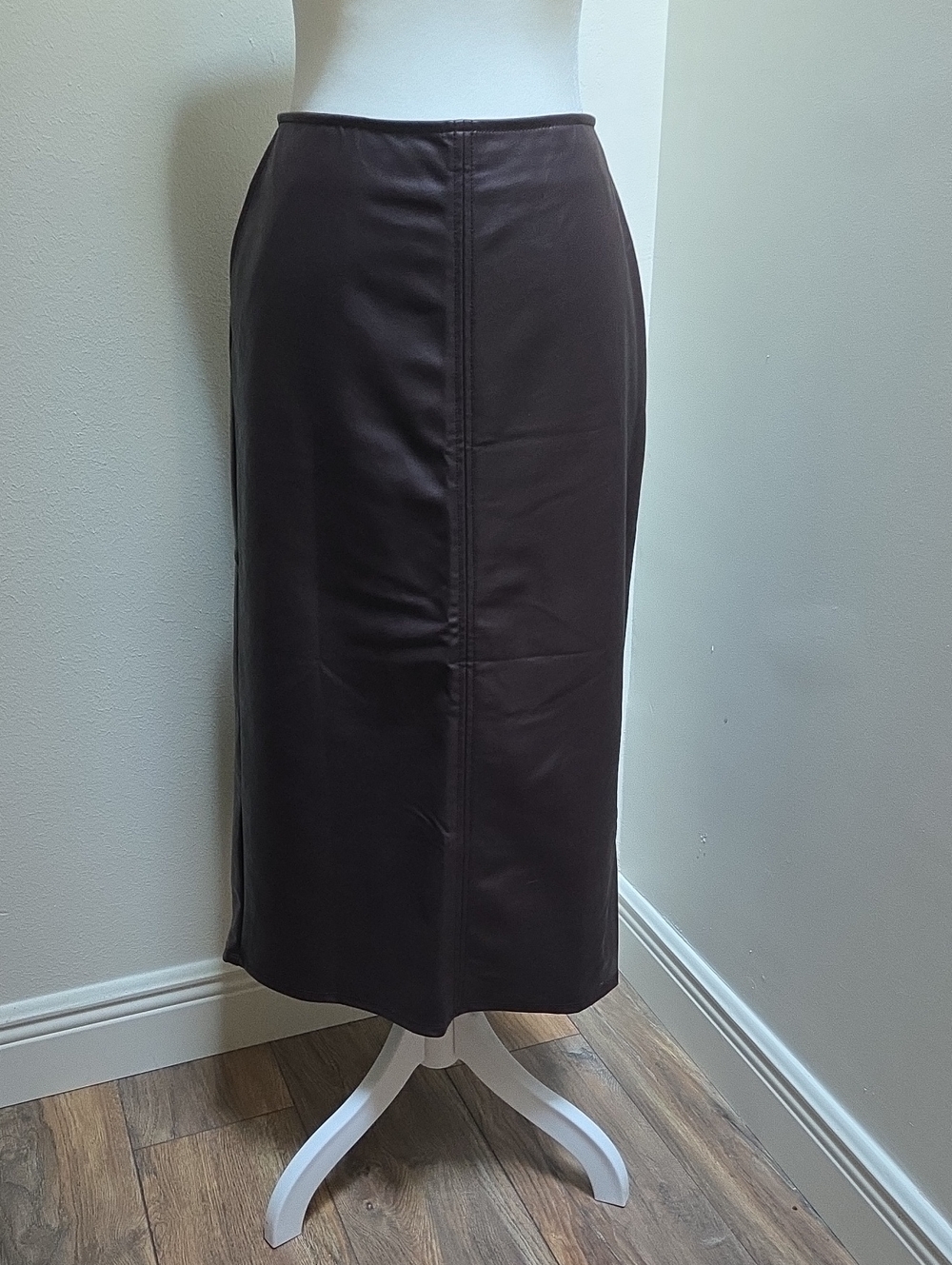Old Navy Dark Brown Faux Leather Midi Skirt